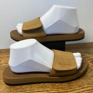 High Tide Womens Tan  Adjustable Slide Sandals Wave Stitching IJ-1220-9 Size 9